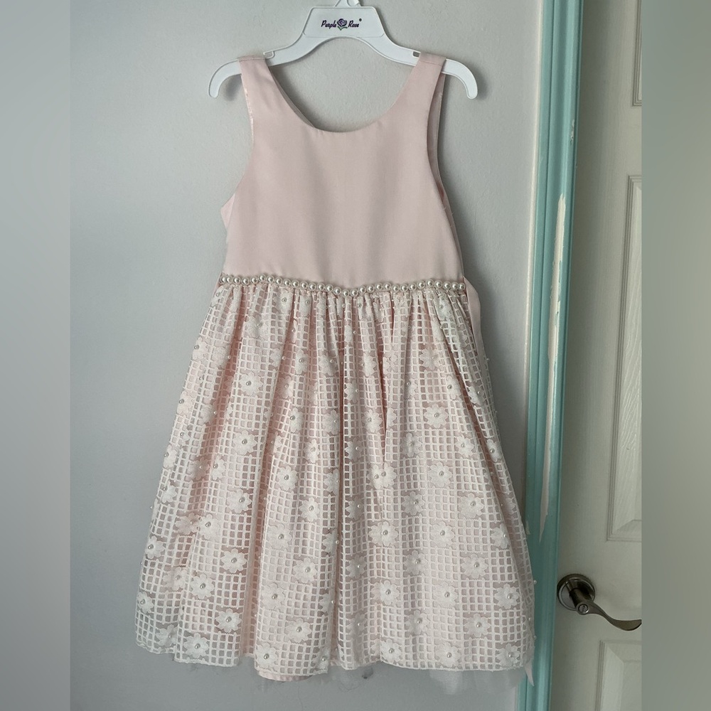 Couture Princess Pink Kids Formal Dress With Lace Skirt